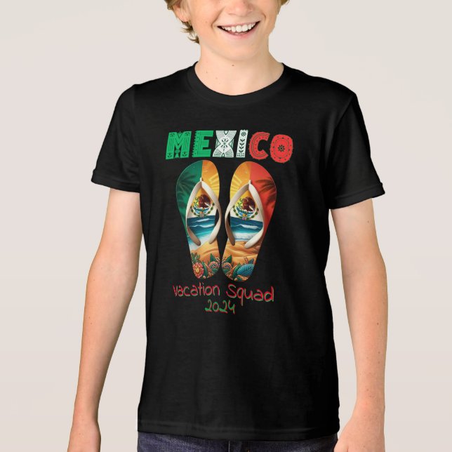 Mexico Flip Flop Vacation Tropical Getaway Design Tri-Blend Shirt (Front)