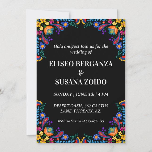 mexico floral mexican wedding invitations (Front)