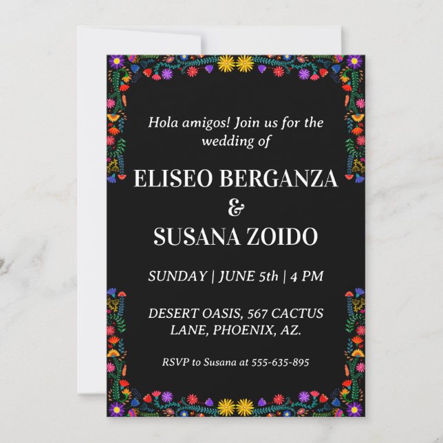 mexico floral mexican wedding invitations (Front)
