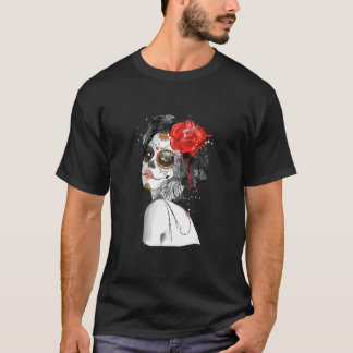 Mexico Girl Flower Day Of Dead  dia de los muertos T-Shirt