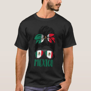Mexico Girl Messy Hair Bun Mexicans Girl Fan's Soc T-Shirt