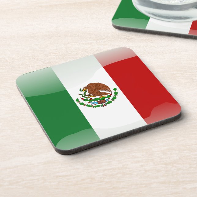 Mexico glossy flag coaster (Left Side)