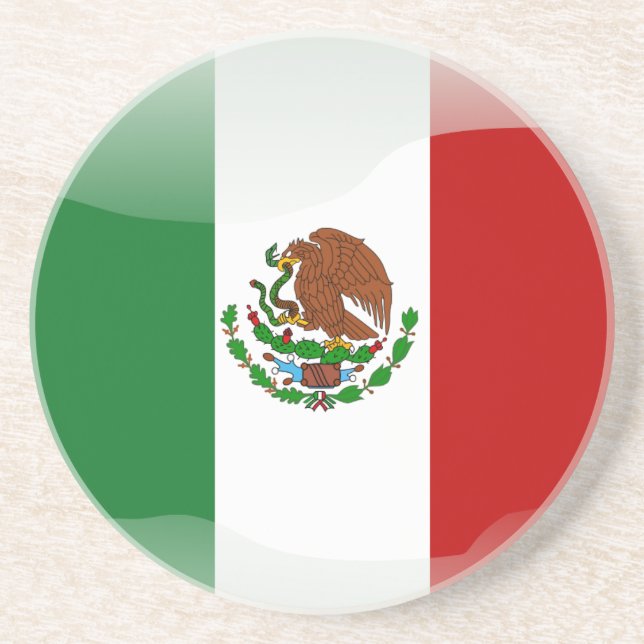Mexico glossy flag coaster (Front)