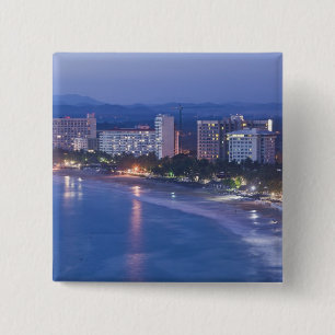 Mexico, Guerrero, Ixtapa. Ixtapa Hotels along 15 Cm Square Badge