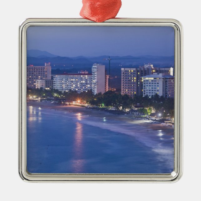 Mexico, Guerrero, Ixtapa. Ixtapa Hotels along Metal Tree Decoration (Front)
