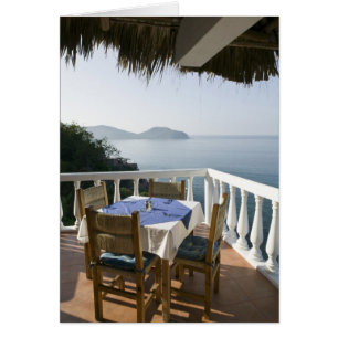 Mexico, Guerrero, Zihuatanejo. Cafe Table over