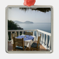 Mexico, Guerrero, Zihuatanejo. Cafe Table over