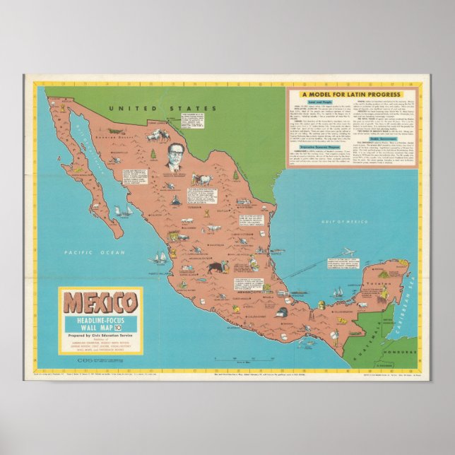 Mexico - Headline-Focus Wall Map Poster (Front)