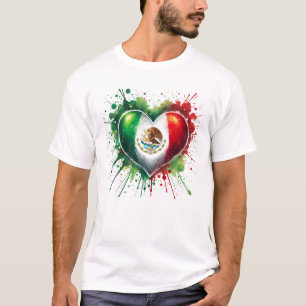 Mexico Heart Patriotic Mexico Flag Mexican Design T-Shirt