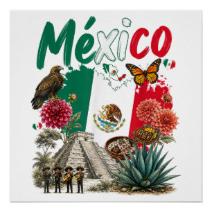 Mexico Heritage Pride Mexican Flag Poster