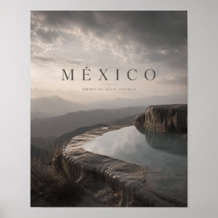 México Hierve el Agua Oaxaca Moody Travel Poster