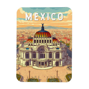 Mexico Illustration Travel Art Vintage Magnet