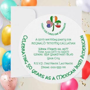 Mexico Ireland USA Shamrock Flag Invitation
