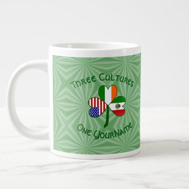 Mexico Ireland USA Shamrock Flag Large Coffee Mug (Left)
