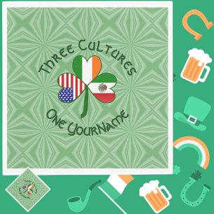 Mexico Ireland USA Shamrock Flag Napkin