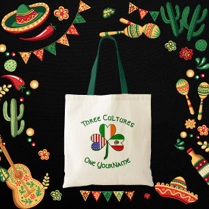 Mexico Ireland USA Shamrock Flag Personalised Tote Bag