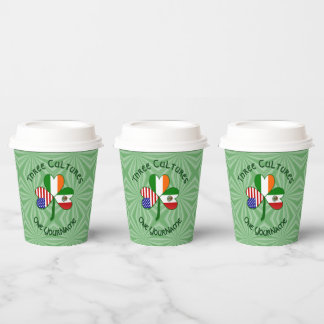 Mexico Ireland USA Shamrock Personalized Text Paper Cups