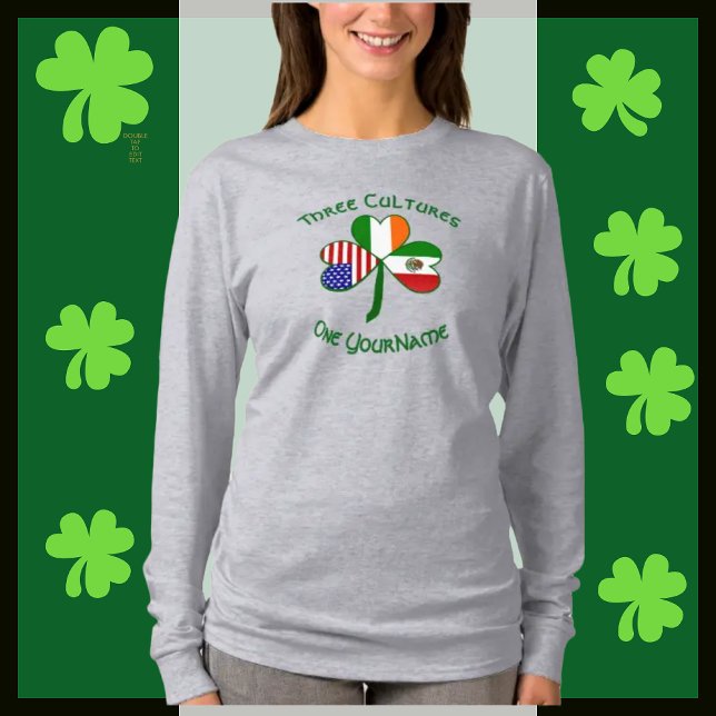 Mexico Irish USA Flag Shamrock Personalized Women T-Shirt (Creator Uploaded)