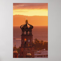 Mexico, Jalisco, Puerto Vallarta. Church tower