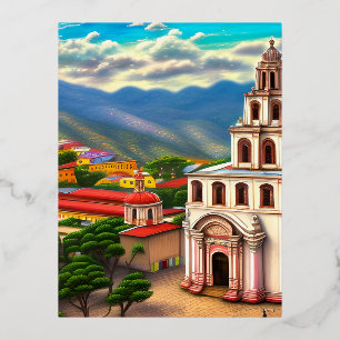 Mexico Landscape Foil Holiday Postcard