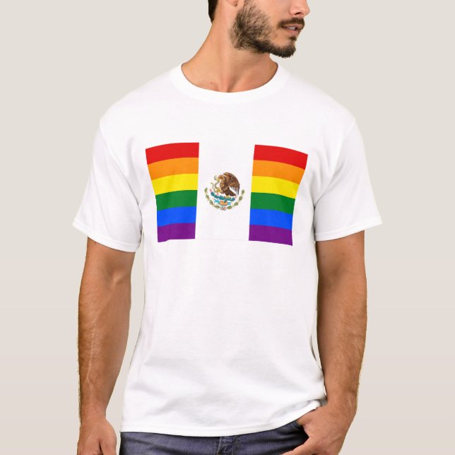 Mexico LGBT Gay Pride Rainbow Flag T-Shirt (Front)
