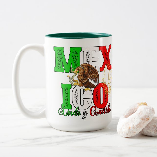 Mexico Lindo y Querido Two-Tone Coffee Mug (With Donut)