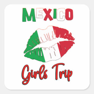 Mexico Lip Flag Girls Trip Group Matching Square Sticker