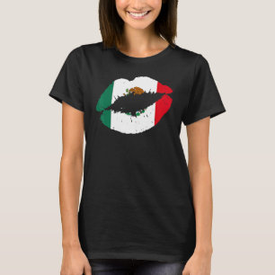 Mexico Lips Kiss Mexican Flag Pride Mexicana T-Shirt