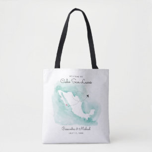 Mexico Map Cabo Destination Wedding Welcome Tote Bag