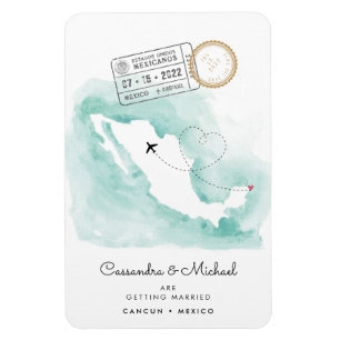 Mexico Map   Cancun   Destination Wedding Magnet