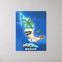 Mexico Map Illustration travel poster.