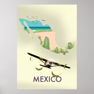 Mexico Map Travel poster