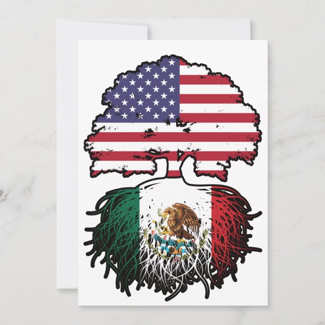 Mexico Mexican American USA Tree Roots Flag Invitation (Front)