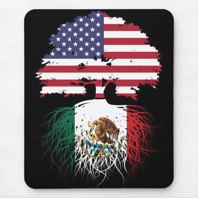 Mexico Mexican American USA Tree Roots Flag Mouse Pad (Front)