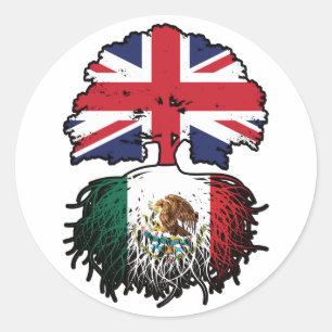 Mexico Mexican British UK Tree Roots Flag Classic Round Sticker