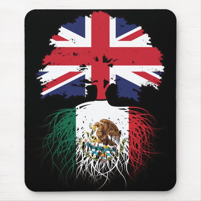 Mexico Mexican British UK Tree Roots Flag Mouse Pad (Front)