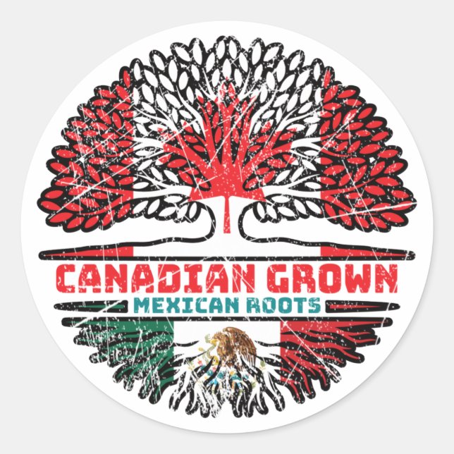 Mexico Mexican Canadian Canada Tree Roots Flag Classic Round Sticker (Front)