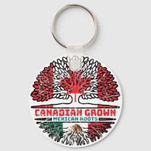 Mexico Mexican Canadian Canada Tree Roots Flag Key Ring