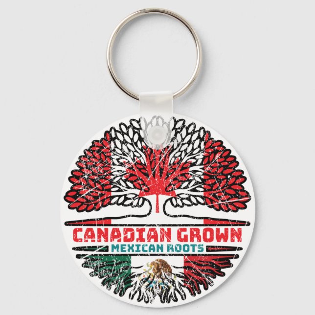 Mexico Mexican Canadian Canada Tree Roots Flag Key Ring (Front)