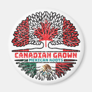 Mexico Mexican Canadian Canada Tree Roots Flag Magnet