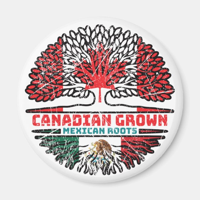 Mexico Mexican Canadian Canada Tree Roots Flag Magnet (Front)