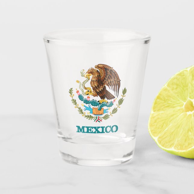 Mexico & Mexican Eagle coat of arms, flag / party Shot Glass (Front)