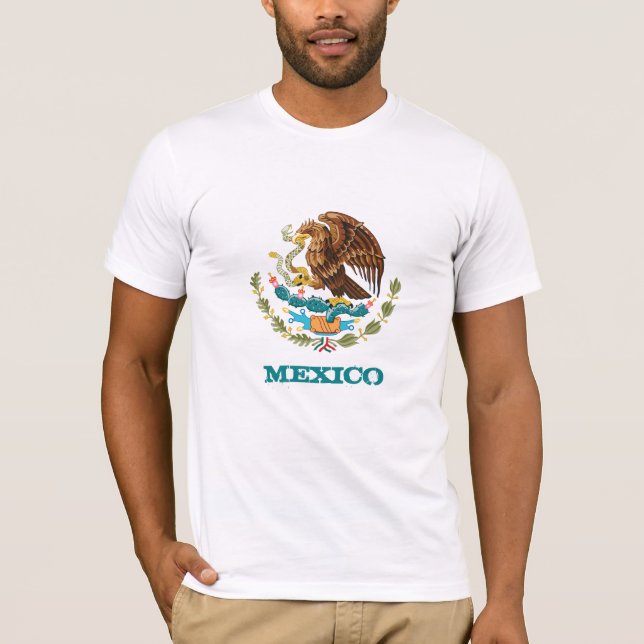 Mexico & Mexican Eagle emblem, flag fashion T-Shirt (Front)