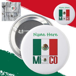 Mexico Mexican Flag Green Personalised 6 Cm Round Badge