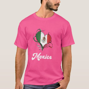 Mexico Mexican Flag Heart Roots Español Proud T-Shirt