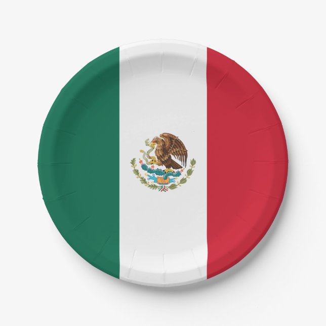 Mexico (Mexican) Flag Paper Plate (Front)