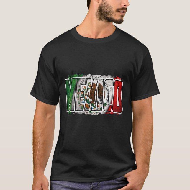 Mexico Mexican Flag Pride Eagle Red Green And Whit T-Shirt (Front)