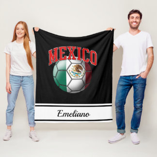 Mexico Mexican Flag Soccer Ball | Name Fleece Blanket