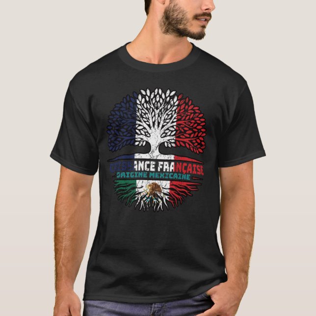Mexico Mexican French France Tree Roots Flag T-Shirt (Front)