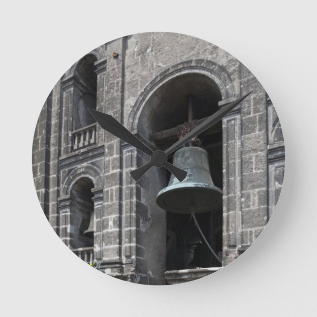 Mexico, Mexico City, Zocalo. The Bell Towers Round Clock (Front)